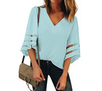 Roskiky Chemisier 3/4 manches avec maille sur la manche - Bleu - Small