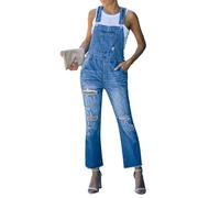 Roskiky Salopette en jean pour femme - Décontractée - Stretch - Réglable - Denim - Salopette en jean - Pantalon - Combinaison pour femme, Marées bleues, XL