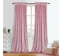 Roslynwood Lot de 2 Rideaux de fenêtre en Velours à Isolation Thermique avec Passe-Tringle pour Chambre à Coucher et Salon (132,1 x 213,4 cm, Rose poudré)
