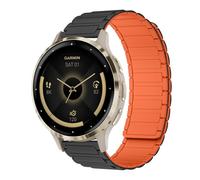 RosMank 18mm Bracelet en Silicone Compatible avec Garmin Venu 4 41mm/Venu 3S 41mm/Venu 2S/Move 3S/Active S,Bracelet de Rechange Magnétique pour Garmin Forerunner 265S/255S/Vivoactive 4S/3S,NoirOrange