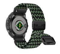 RosMank 22mm Quickfit Tressé Bracelet pour Garmin Fenix 8 E 47mm/7 Pro/7/6 Pro/6, Bracelet de Rechange en Nylon pour Epix/Approach S70 47mm/MARQ/Instinct 2/Forerunner 965/Descent G1 (NoirVert)