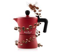 ROSMARINO Cafetière italienne, acier inoxydable, argent, 3 tasses - Compatible avec l'induction (Rouge)