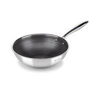 ROSMARINO HexaPro 3.0 Wok en acier inoxydable 28 cm - Revêtement antiadhésif de qualité supérieure - Passe au four - Idéal pour une cuisine polyvalente