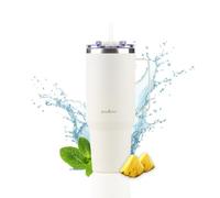 Rosmarino MegaCup 870 ml Thermobecher, Garde au Froid 11 Heures, au Chaud 7 Heures, Acier Inoxydable, Thermotrinkflasche, Thermosbecher, Isolierbecher, Thermotasse, blanc laine