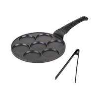 ROSMARINO Poêle à crêpes, spatule, poêle à œufs, poêle à œufs au plat - Faites cuire 7 mini crêpes, poffertjes et crêpes parfaites, revêtement anti-adhésif, pour tous les types de cuisinières