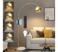 Rosnek 175cm Lampadaire Salon sur Pied LED, Télécommande, Socle en 6.3kg Marbre Lourd & Interrupteur au Pied, Hauteur Réglable, Abat-jour Pivotant 360°, Intensité Variable pour Chambre & Bureau