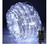 Rosnek 50m 400LED Guirlande Lumineuse Tube Extérieur, 8 Modes, prise UE, Etanche, Décoration pour Noël Jardin Balcon - Blanc