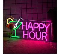 Rosnek Enseignes Lumineuses Néon LED - Happy Hour - pour Décoration murale Lettre Panneau pour Chambre Salle de Jeux Bar Cadeau
