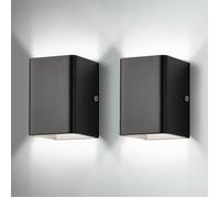 Rosnek LED Applique Murale intérieur, Moderne Aplique Blanc froid Haut et Bas 5W Pour Couloir Chambre, Noir, Lot de 2