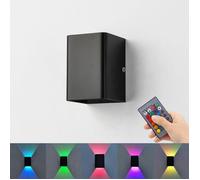 Rosnek LED Applique Murale intérieur, Moderne Aplique Couleur RVB Haut et Bas 5W avec Télécommande Pour Couloir Chambre, Noir x1
