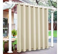 Rosnek Rideaux d'Extérieur, Lot de 2 Rideau pour Pergola, Rideau Exterieur Terrasse avec Œillets Supérieurs et Inférieurs,Imperméables, pour Balcon, Terrasse, Pergola (H 213 x L 254 cm, Beige)