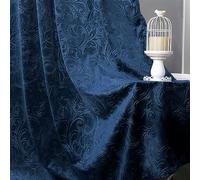 Rosnek Rideaux Velours, Bleu Marine Belle Luxueux 100% Rideau Occultant Thermiques, 2 pièces Rideaux Occultant Thermique Isolant Anti Chaleur Velours pour Chambre, Salon etc (H 213 * L 132 CM +Corde)