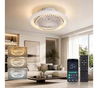 Rosnek Ventilateur de Plafond avec Lumière, 6 Vitesses, Plafonnier Ventilateur Silencieux 360° Réversible avec App & Télécommande, Minuterie, LED Dimmable Programmé pour Salon Chambre Cuisine