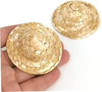 Rosojodg Chapeau de paille miniature pour poupée - Échelle 1:12 - Mini chapeau tricoté pour maison de poupée - Fournitures de bricolage - Chapeaux et accessoires de fête