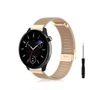 Rosok 20mm Bracelet Compatible avec Amazfit Active/GTR Mini/GTS 4 / GTS 4 Mini, Bracelet de Montre en Acier Inoxydable en Métal pour Amazfit Bip 3/Bip 3 Pro/GTS 2e / GTS 2 Mini/GTS 2-Or Rose