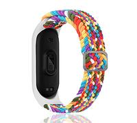 Rosok nylon Bracelet Élastique Hommes et aux Dames Compatible avec Xiaomi Mi Band 6 / 5, Ajustable Tressé Extensible Élastique Sport Bracelet pour Xiaomi Mi Band 6 / 5 - Couleur arc-en