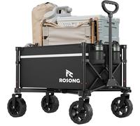 ROSONG Chariot Pliable avec 4 Roues - Chariot de Course Utilitaire et Robuste pour Jardin, Transport, Course, Camping - Brouettes (Noir, 70L)