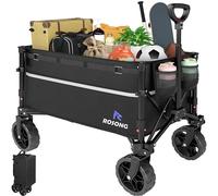 ROSONG Chariot Pliable avec Roues - Chariot Utilitaire et Robuste pour épicerie, Sport, Jardin, Shopping, Camping - Brouettes (Noir, 120 l)