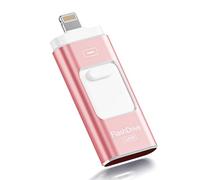 ROSPE Cle USB iPhone, Clé USB C 128 Go Apple MFI Certifié, 3 en 1 Cle USB pour iPhone/iPad/Type C/Android/PC, Stockage Externe Haute Vitesse Clef USB Transfert Photos, Vidéos, Films(Rose Clair)