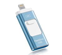 ROSPE Cle USB iPhone, Clé USB C 512 Go Apple MFI Certifié, 3 en 1 Cle pour iPhone/iPad/Type C/Android/PC, Stockage Externe Haute Vitesse Clef Transfert Photos, Vidéos, Films(Bleu Clair)