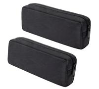 Rosqmor 2 Pièces Trousse Scolaire Noir, Petit Pencil Case Garçon Fille Adolescent, Tissu Oxford Plumier Papeterie, Stylo Trousse à Crayons Fournitures Scolaires Pochette Maquillage