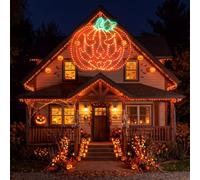 Rossesay Lanternes citrouille d'extérieur éclairées pour Halloween - 76,2 cm - Extra large - Lanterne citrouille lumineuse - Imperméable - LED néon pré-éclairée pour Halloween, fête d'automne, cour