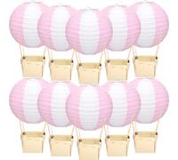 Rossesay Lot de 12 pièces de centre de table montgolfières à monter soi-même pour fête prénatale avec panier en bois pour révéler le sexe, premier anniversaire, fête de mariage (rose)