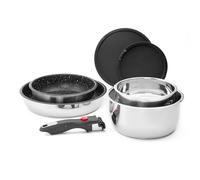 ROSSETTO Batterie de cuisine 7 pièces induction inox poele Set de casseroles avec poignées amovibles, poêle antiadhésive sans PFAS de 20/26 cm et casserole de 16/20 cm, résistante au four