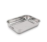 ROSSETTO Plat à four Inox Rectangulaire avec Poignées 25cm x 18cm Plat de cuisson en Acier Inoxydable Bac de Cuisson en INOX Plat à Lasagne