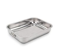 ROSSETTO Plat à four Inox Rectangulaire avec Poignées 30cm x 22cm Plat de cuisson en Acier Inoxydable Bac de Cuisson en INOX Plat à Lasagne