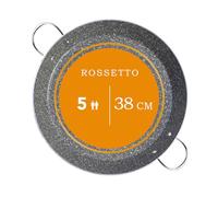 ROSSETTO Plat à Paëlla Induction de 38 cm 5 personnes, avec revêtement en céramique sans PFAS antiadhésive, barbecue à gaz, poêle à paella en aluminium robuste