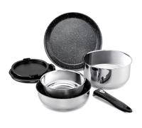 ROSSETTO Set de casseroles induction 7 pièces poele inox batterie de cuisine avec poignées amovibles, poêle antiadhésive sans PFOA de 20/26 cm et casserole de 16/20 cm, résistante au four