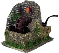 Rossi Rosa Moulin avec Pompe de Recyclage d'eau 13x10x12 cm - Scène avec Eau en Mouvement - en Bois, liège et Mousse - Artisanat Italien - Fabriqué en Italie