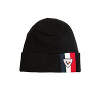 Rossignol - Bonnet Luka pour Homme - Bonnet à Pompon Chaud pour l'hiver, Bonnet à Pompon Doux, Logo Coq et Rayures tricolores, Noir, Taille Unique