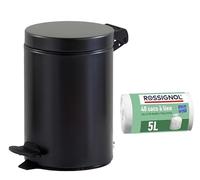 ROSSIGNOL Certifié Origine France Grantie, Poubelle de salle de bains à pédale et 40 sacs-poubelle, Capacité 3L, Seau intérieur amovible, Large pédale CYJEU
