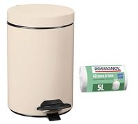 ROSSIGNOL Certifié Origine France Grantie, Poubelle de salle de bains à pédale et 40 sacs-poubelle, Capacité 3L, Seau intérieur amovible, Large pédale CYJEU