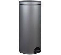 poubelle à pédale 30 l gris métal - élora