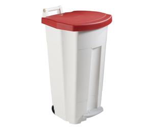 Rossignol Poubelle à pédale Boogy 90L - Corps Blanc - Couvercle Rouge