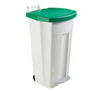 Rossignol Poubelle à pédale Boogy 90L - Corps Blanc - Couvercle Vert