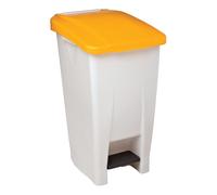 Rossignol Poubelle 60L Mobile a pedale Mobily, Couleur:Blanc/Jaune