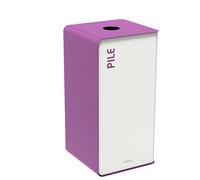Rossignol Poubelle de tri sélectif Cubatri piles - 40L - Violet corps Blanc
