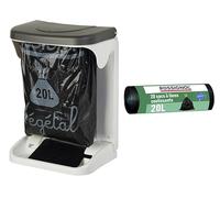 ROSSIGNOL Poubelle intérieure de meuble cuisine 20L avec dérouleur de sac et 20 sacs-poubelle, Ouverture automatique avec la porte du placard INO