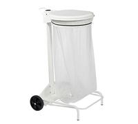 ROSSIGNOL Support sac poubelle 2 roues à pédale Rossignol Collecroule avec couvercle blanc 110 L