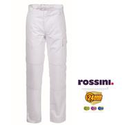 Rossini Pantalon de Travail Sérieux Plus Homme Multisaison Coton Blanc 2XL