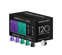 ROSSO CAFFÈ Nespresso 120 Capsules Café Réveil "Extra Dark", 3 Torréfactions Foncées Premium, Capsules compatibles Machines Nespresso Original