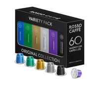 ROSSO CAFFÈ Nespresso 60 Capsules, 6 Variétés Premium Espresso Assortiment, Capsules Café compatibles Nespresso, compatible avec Machines Originales