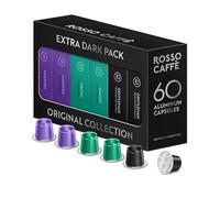 ROSSO CAFFÈ Nespresso 60 Capsules Café Réveil "Extra Dark", 3 Torréfactions Foncées Premium, Capsules compatibles Machines Nespresso Original