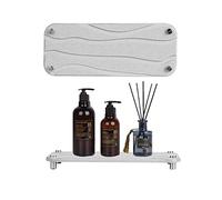 ROSSOM Instant Dry Sink Caddy Organizers, Water Absorbing Stone Tray for Sink, Diatomaceous Earth Drying Rack, Bathroom Countertop Sink Tray for Soap Bottles (Light Grey B)