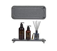 ROSSOM Instant Dry Sink Caddy Organizers, Water Absorbing Stone Tray for Sink, Diatomaceous Earth Drying Rack, Bathroom Countertop Sink Tray for Soap Bottles (Dark Grey A)