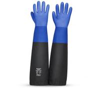 ROSTAING Gants Étanches Long 60 CM Pour entretien Bassin, Fosse, Plomberie | En PVC intégral, Imperméables , Doublé coton. Protection intégrale bras et mains en milieu aquatique ou en Jardinage